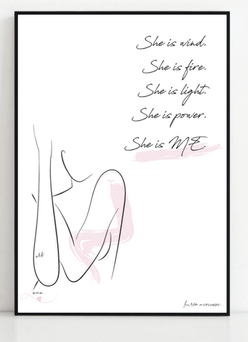 She is me graphic female line print in frame