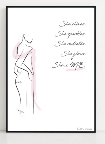 She is me radiance graphic female line print in frame