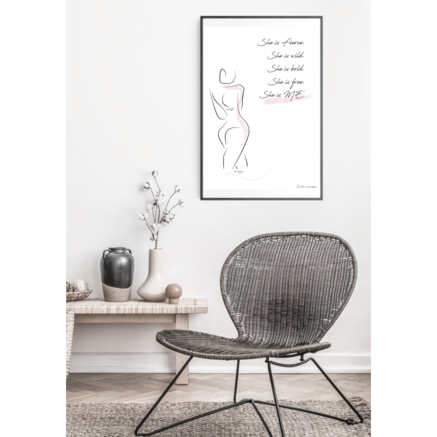 She is me freedom graphic female line print in frame